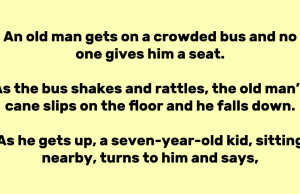 An old man gets on a crowded bus