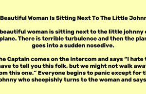 A Beautiful Woman Is Sitting Next To The Little Johnny.