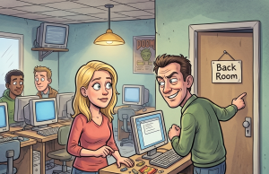 A blonde is on vacation and runs out of money…