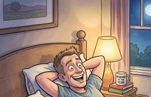 A woman asks her husband at breakfast time,