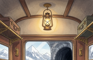 A programmer and his project manager board a train headed through the mountains.