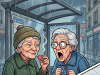 Two elderly ladies were sitting at a bus stop one afternoon,