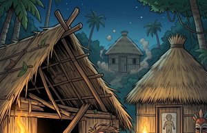 A man gets shipwrecked on a small island.