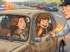 Little Johnny’s Mom Driving Her Car On The Highway.