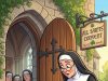 Two leprechauns knocked on the door of an Irish convent