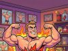 A blonde woman met a muscular bodybuilder at a bar